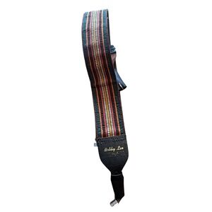 Bobby Lee Vintage Woven Hootenanny Guitar Strap Multi Color Leather Boho 70s
